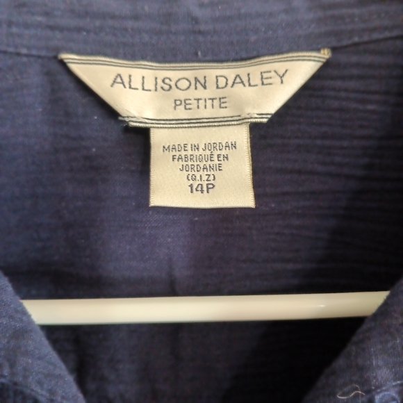 Allison Daley Navy blue button up shirt Sz 14p - Picture 3 of 5